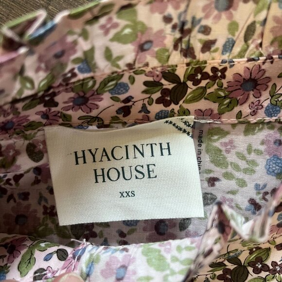 Hyacinth House by Tuckernuck Blush Floral Florence Blouse Shirt XXS Peasant NWT - Picture 7 of 9